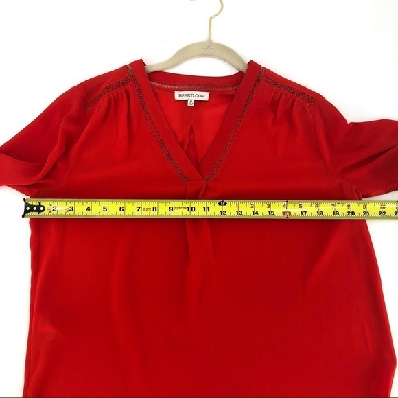 Heartloom Pyra Lace Trim Blouse Top Womens Medium Flowy Boho Holiday Lightweight - Picture 8 of 10